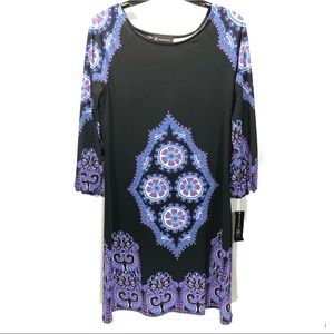 NWT International Concepts Black and Purple Dress Size M